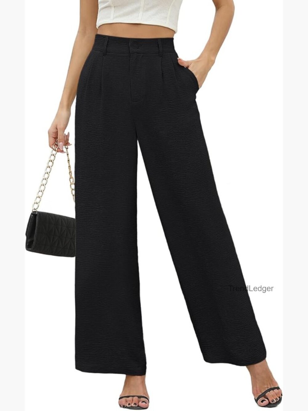 Women High Waisted Wide Leg Flow Pants Business Work